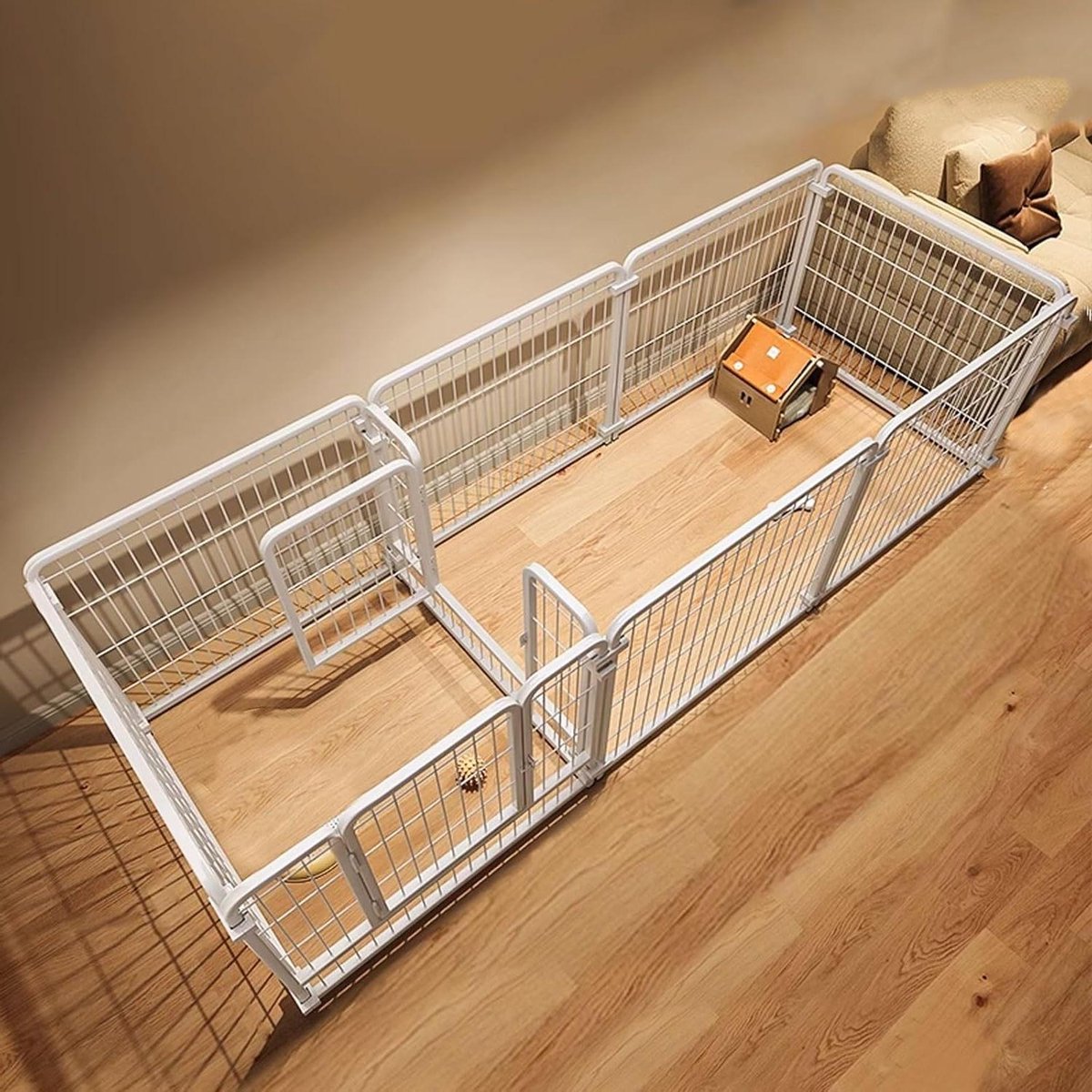 Hondenren - Dierenverblijf Puppy - Veilig Spelen - Automatisch Vergrendelende Deur - 180x60x60cm - Zwart