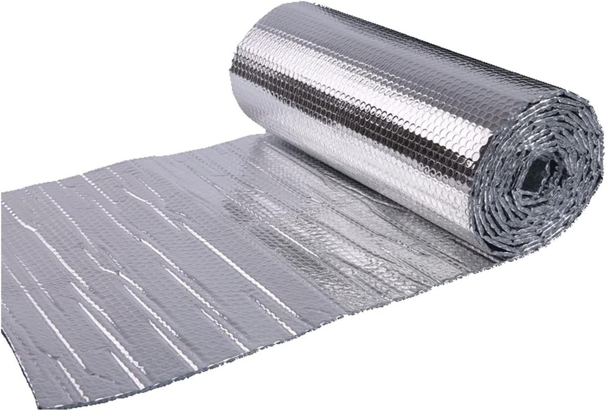 Isolatiefolie Noppenfolie - Radiatorfolie Isolatieset - Energie Besparen - Dubbele Thermische Bellenrol - 1x10 Meter - Aluminium