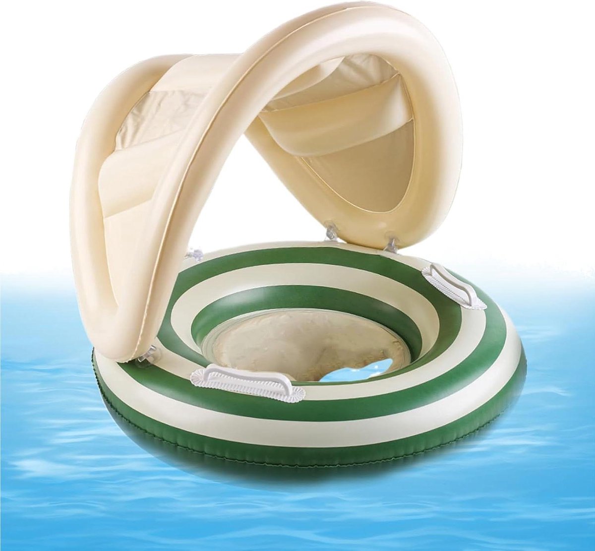 Opblaasbare Zwemstoel - Kinder Drijver - Veilig Waterspel - Verwijderbare Zonneluifel - 57x49 cm - Groen