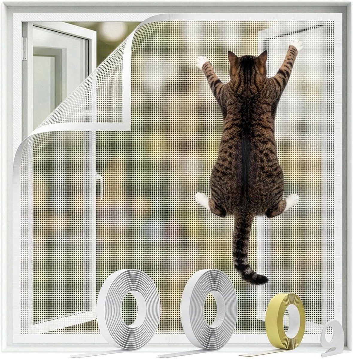 Kattennet - Vliegengaas Balkon - Veiligheid Katten - Krasbestendig - 100x130 cm - Wit