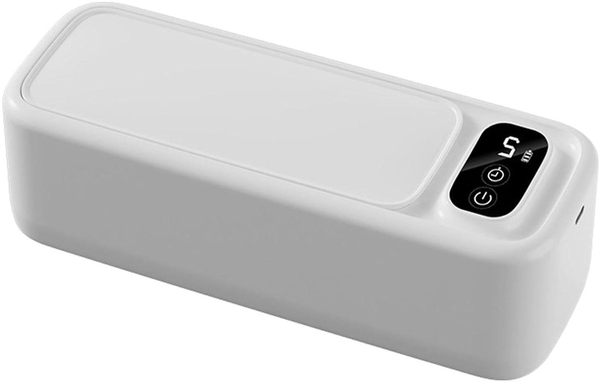 Ultrasone Reiniger - Sieradenreiniger Brillen - Grondig Reinigen - 360 Graden Was - 22x8x6.5 cm - Wit