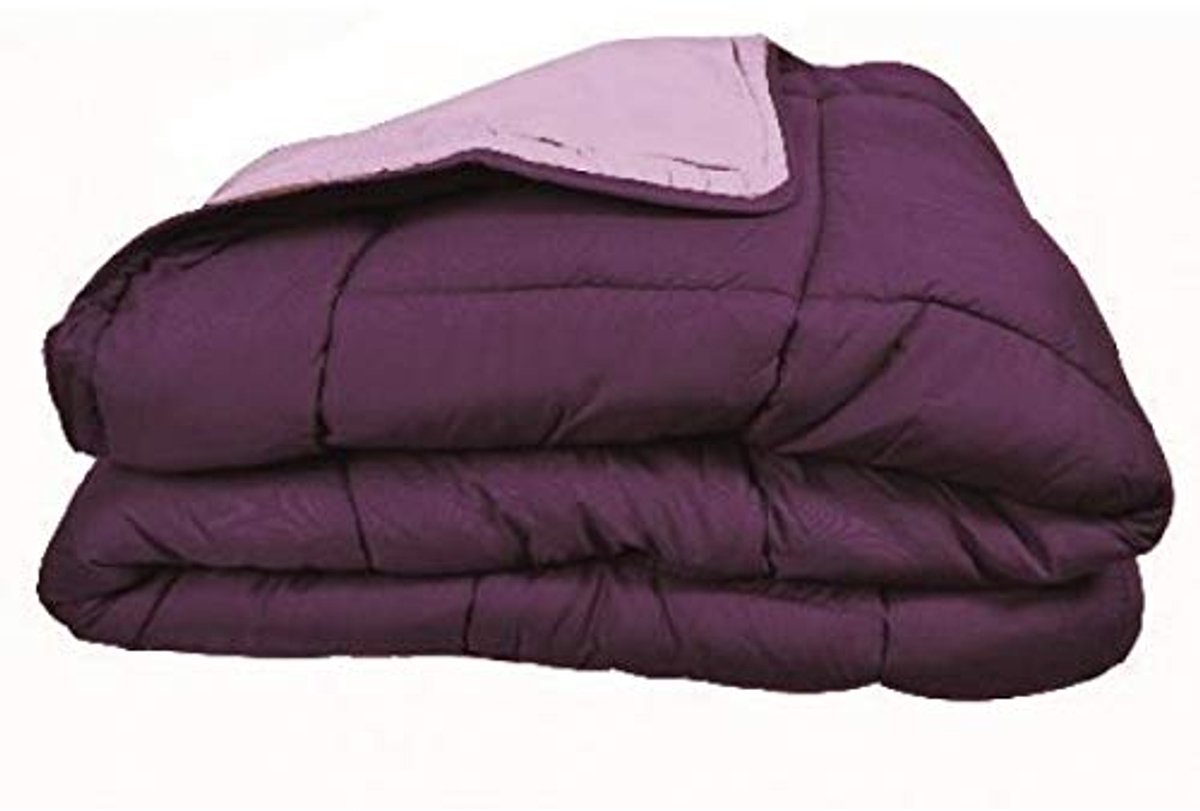 SnelShoppen - Tweekleurig Dekbed 160x220 cm, Polyester, Pruim, Ideaal voor Slaapkamer, Comfortabel, Luxe, Warm, Geschikt voor Volwassenen en Kinderen
