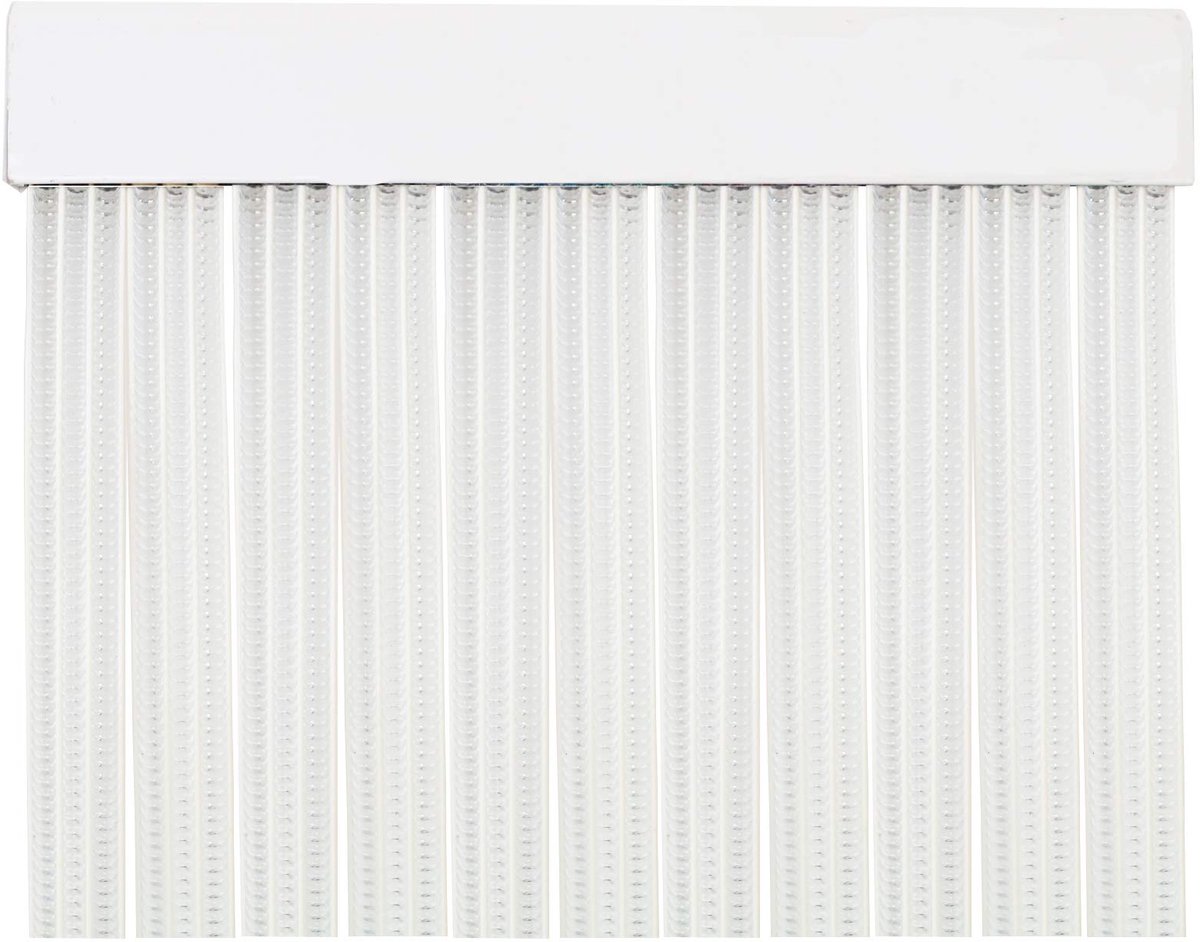 SnelShoppen - Deurgordijn PVC-strepen 210 x 90 cm voor Buitendeuren, Wit met Transparante Snede P15, Ideaal voor Tuin, Keuken en Camping