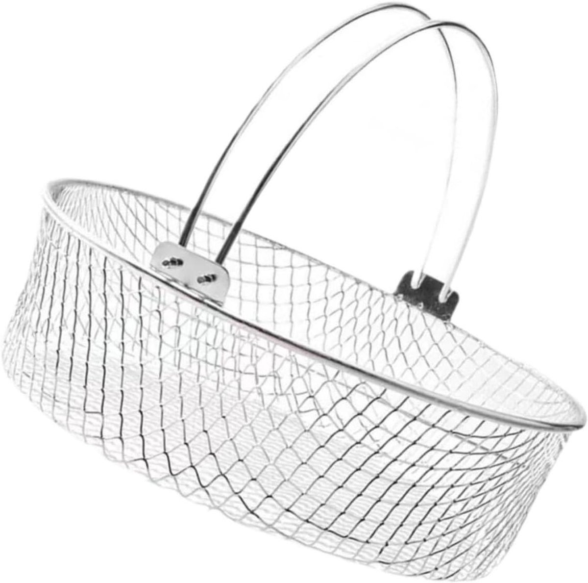 Frituurmand Airfryer Stoommandje RVS Snacks Bereiden Gelijkmatig Verdeelde Mazen 21 x 21 x 16 cm Zilver
