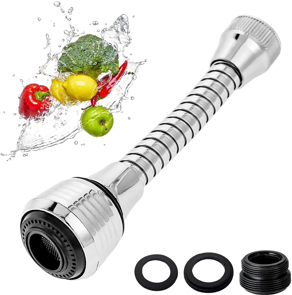 Dailygoods - Flexibele Waterbesparende Sproeier Filteradapter Met Slang - Voor Keuken En Badkamer