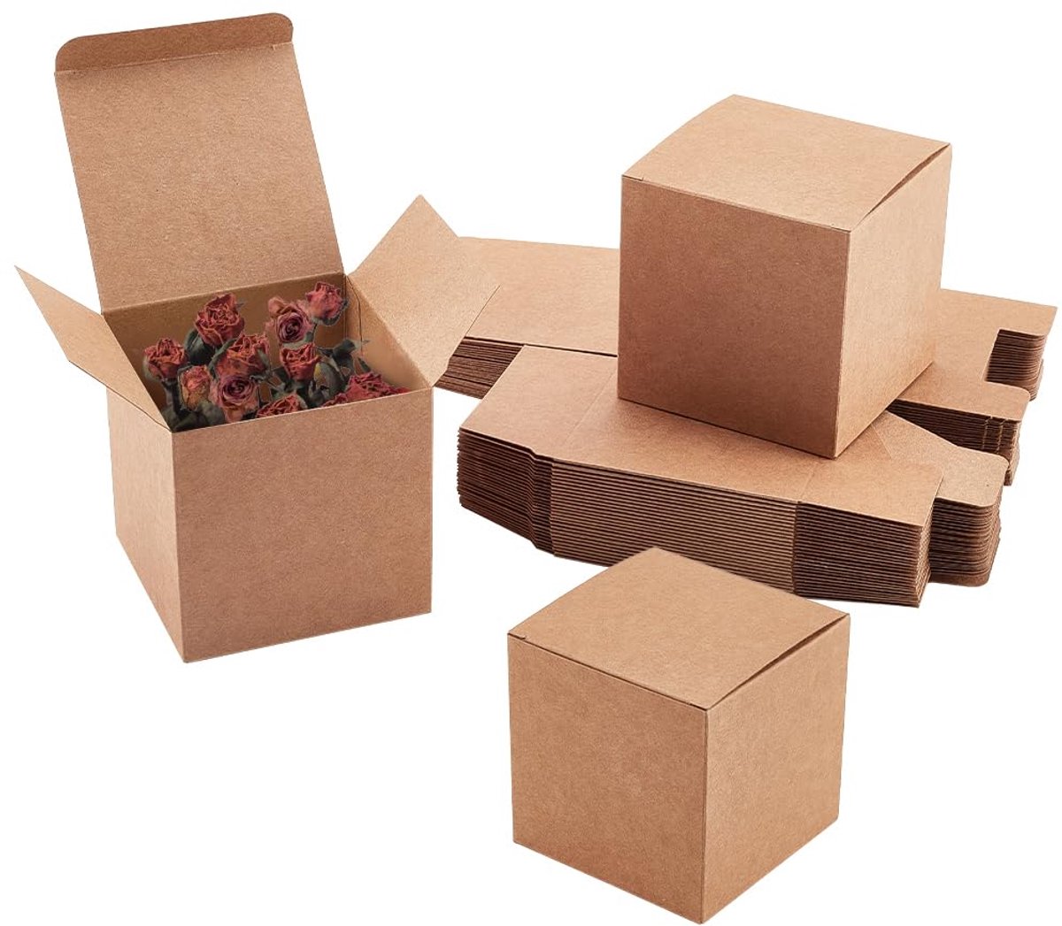 Dailygoods - 30 Stuks Kraft Papieren Cadeau Dozen - 9x9x9cm voor Feestjes en Cadeaus
