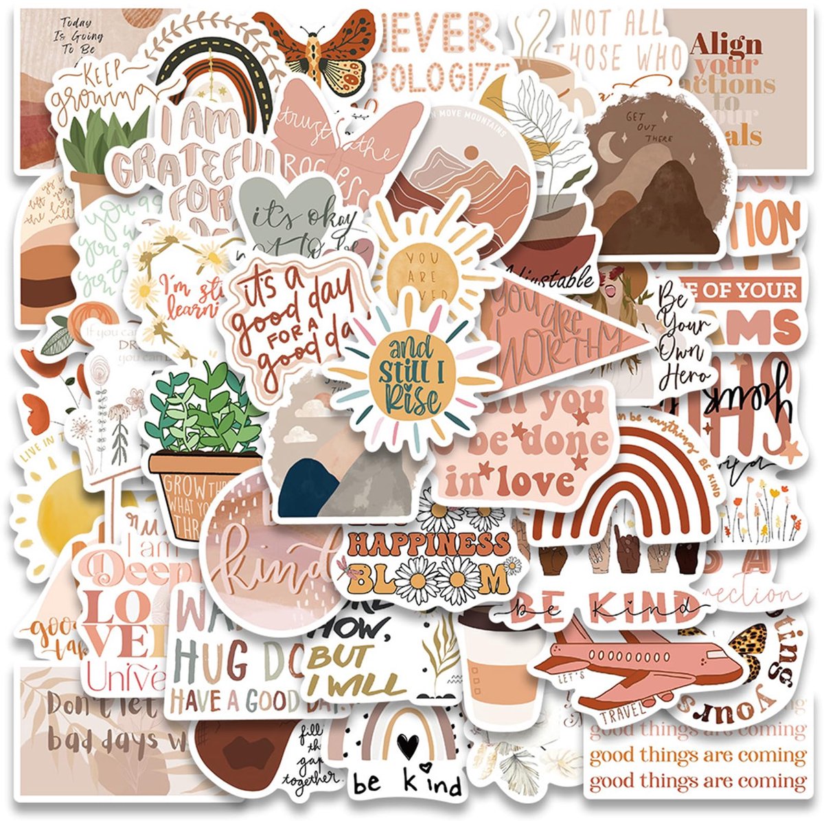 Dailygoods - 50 Stuks Inspirerende Vintage Stickers - Waterproof en Aesthetic