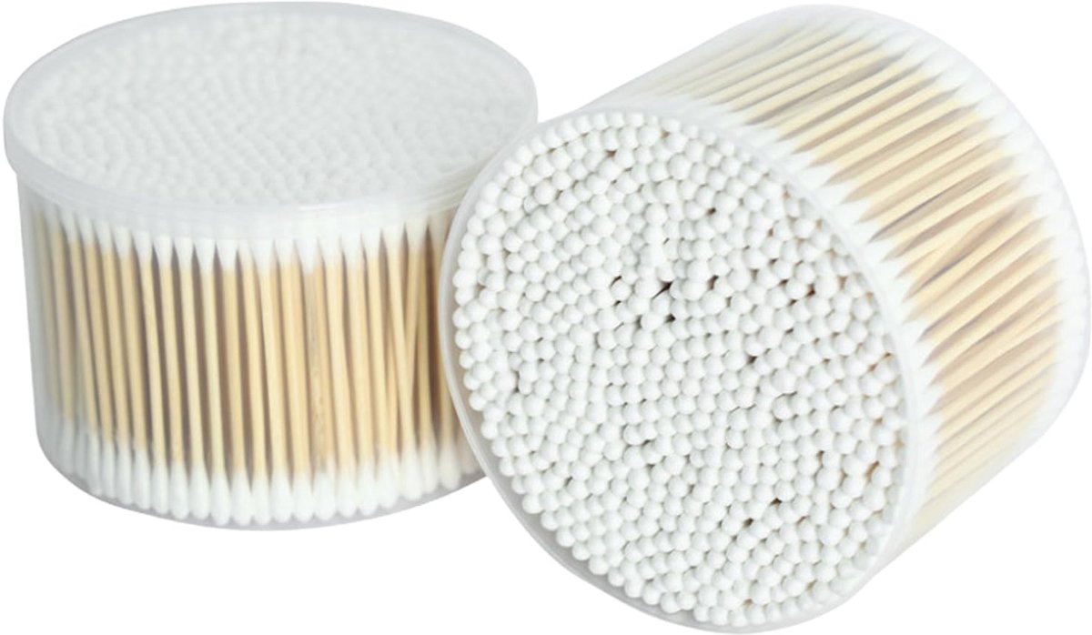 Dailygoods - 1000 Stuks Biologische Wattenstaafjes - Dubbele Rondpunt Tip voor Schoonmaken