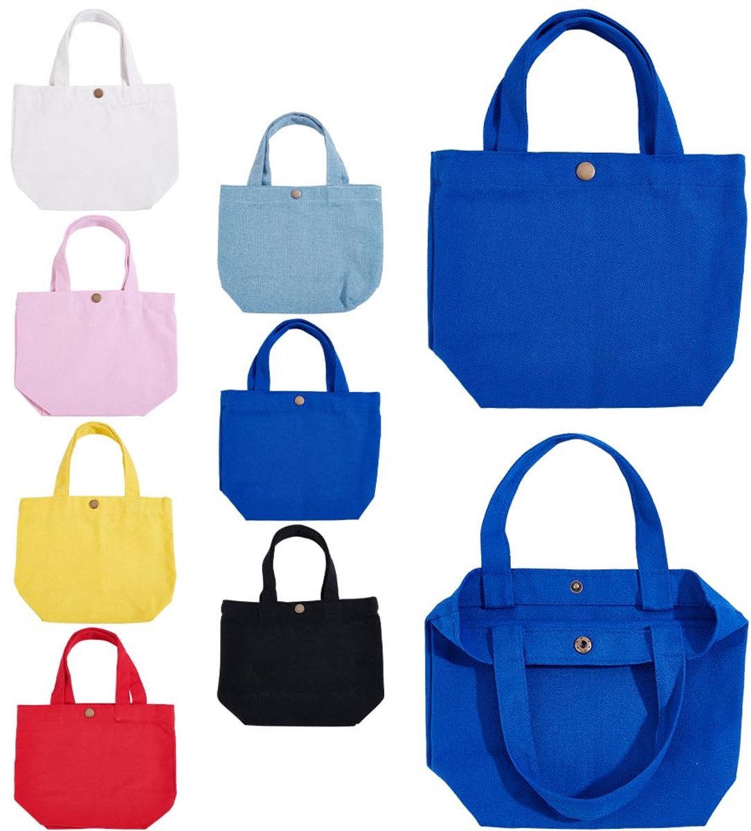 Dailygoods - 7 Stuks Kleine Canvas Tote Tassen - Herbruikbare Boodschappentassen