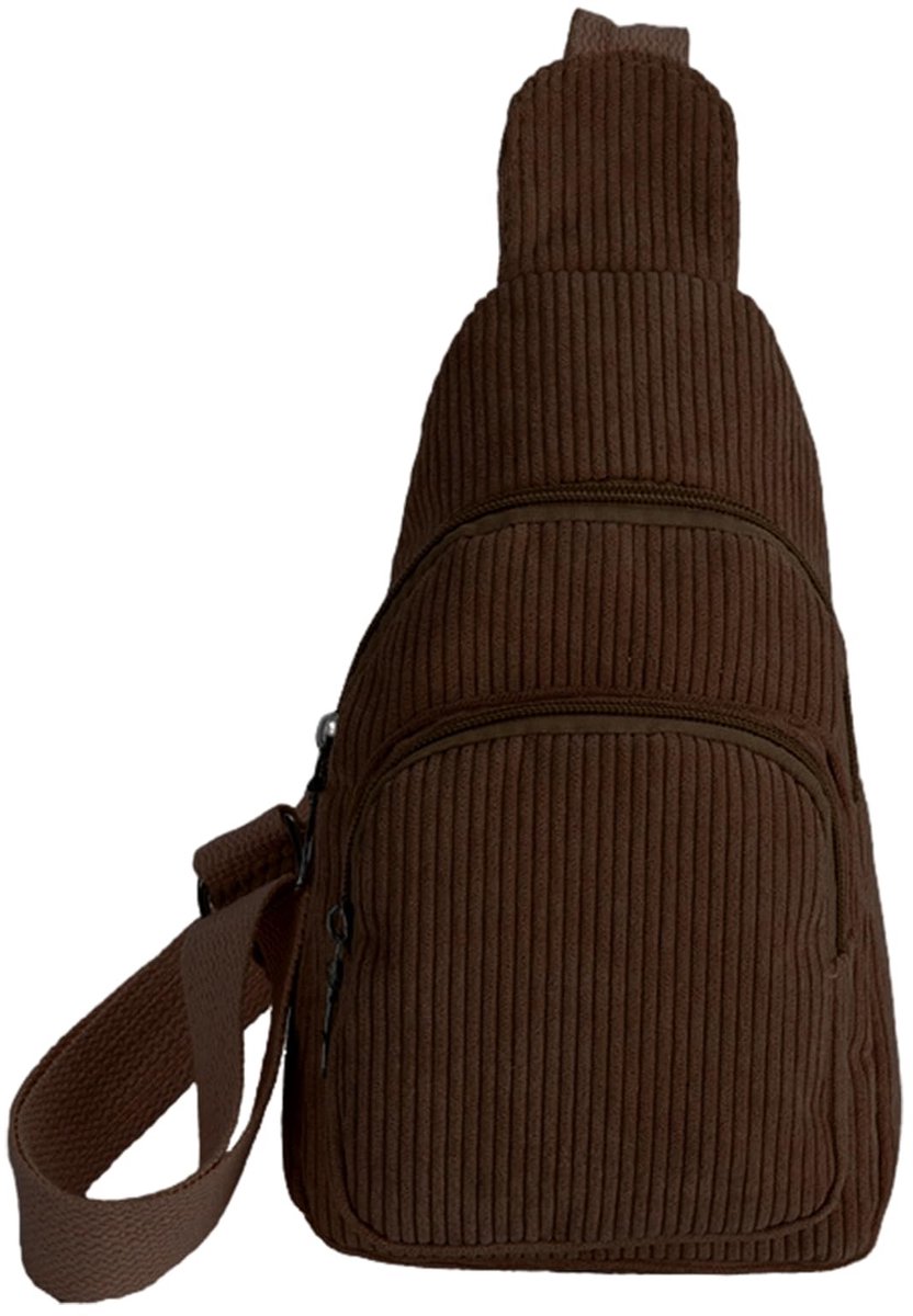 Dailygoods - Corduroy Schoudertas voor Dames - Verstelbare Sporttas voor Outdoor en Reizen