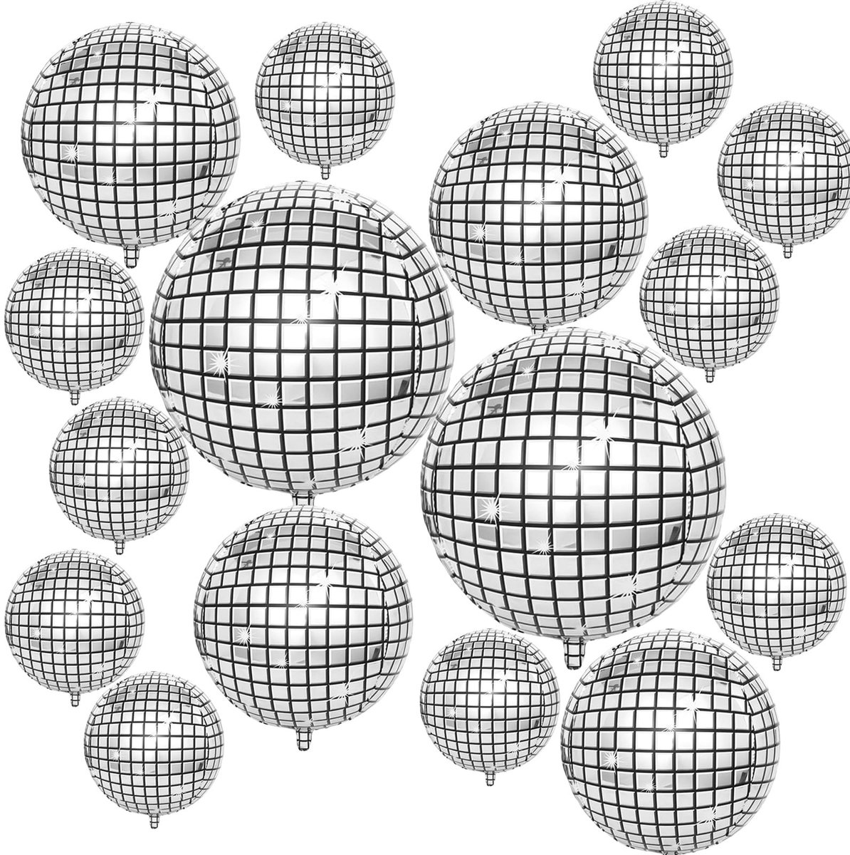 Dailygoods- Disco Bal 4D Spiegeldesign - Folieballonnen - 16 Stuks - 45 cm - Duurzaam - Veilig - Milieuvriendelijk