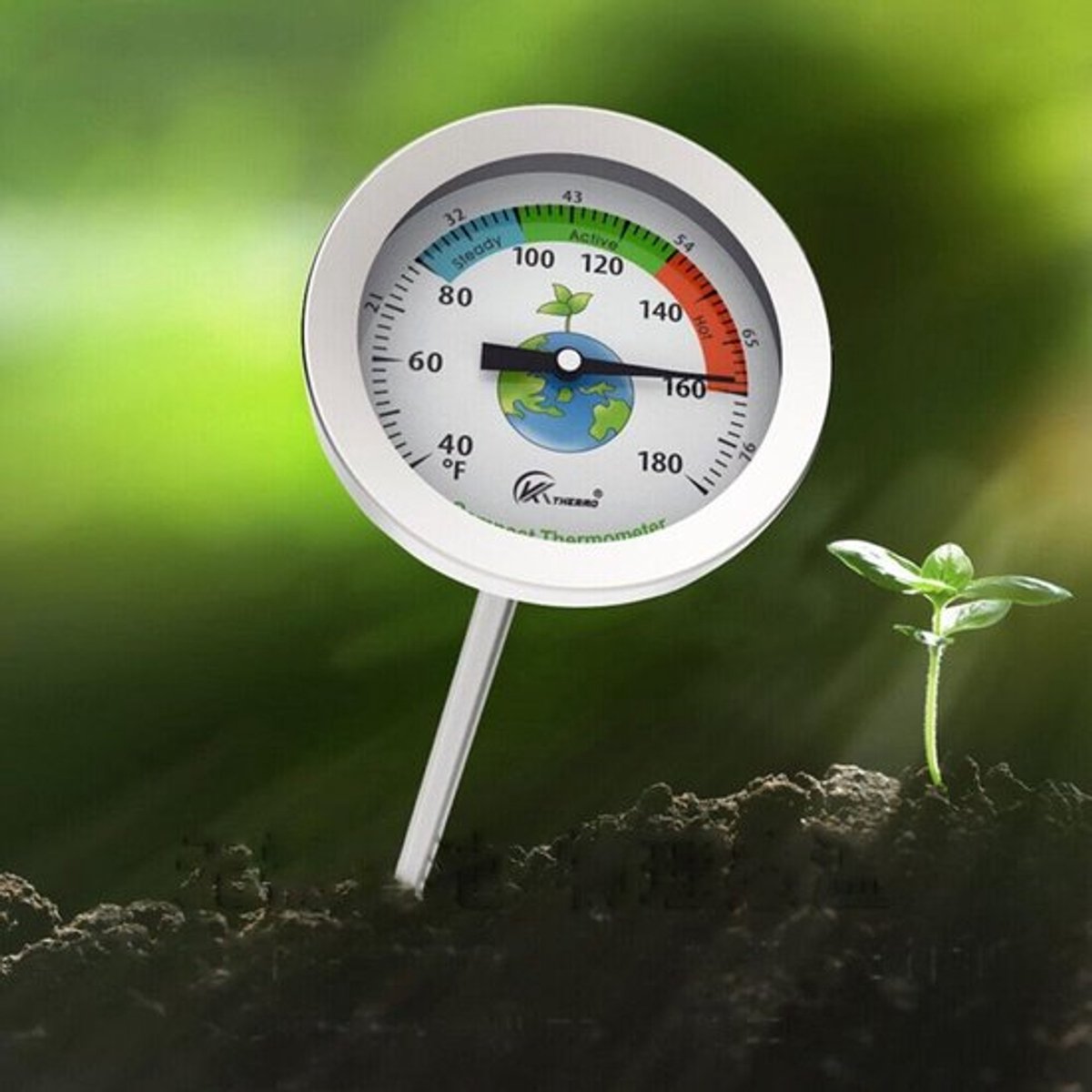 - Roestvrijstalen bodemthermometer - Compost bodemtester - Nauwkeurige bodemvochtigheidsmeter - 500mm sonde - Bodemtemperatuurmeter - Gesch...
