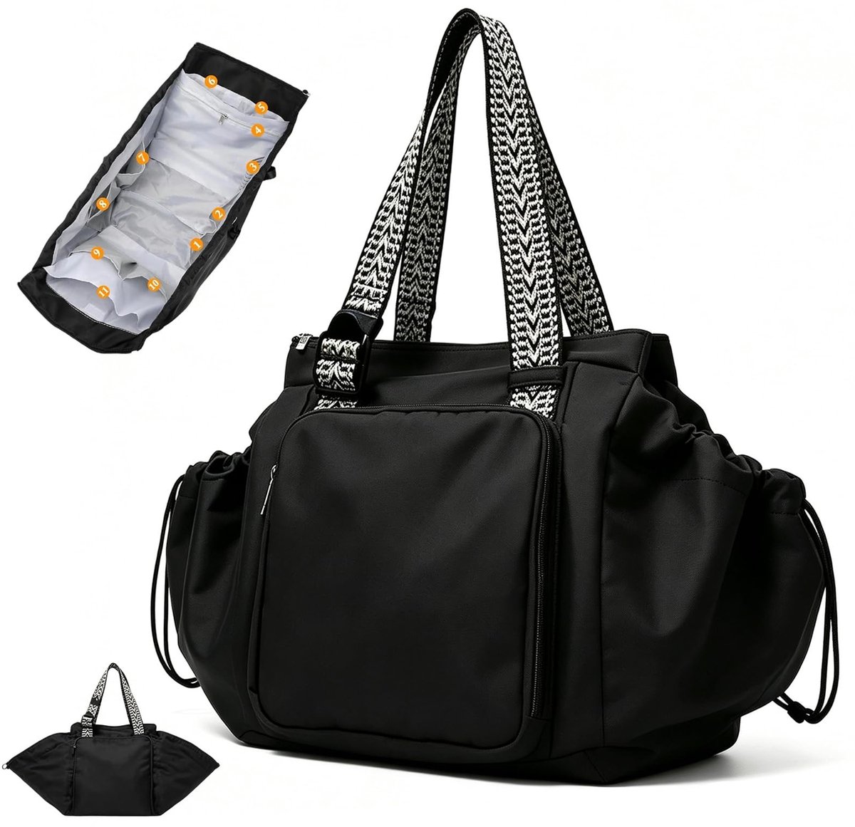 Dailygoods - Dames Reistas & Sporttas van Leer met Schoenentas, Zwart