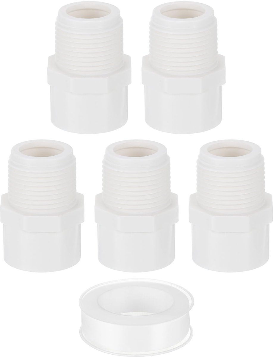Dailygoods - 5 Stuks PVC Slangfitting - Koppeling Adapter met Mannetje Draad
