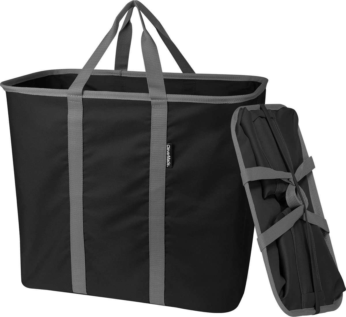 SnelShoppen - Opvouwbare Wasbak 64L - Ruimtebesparende Wasmand met Stevig Pop-Up Draadframe en Lange Handgrepen - Zwart/Houtskool - Ideaal voor Campin