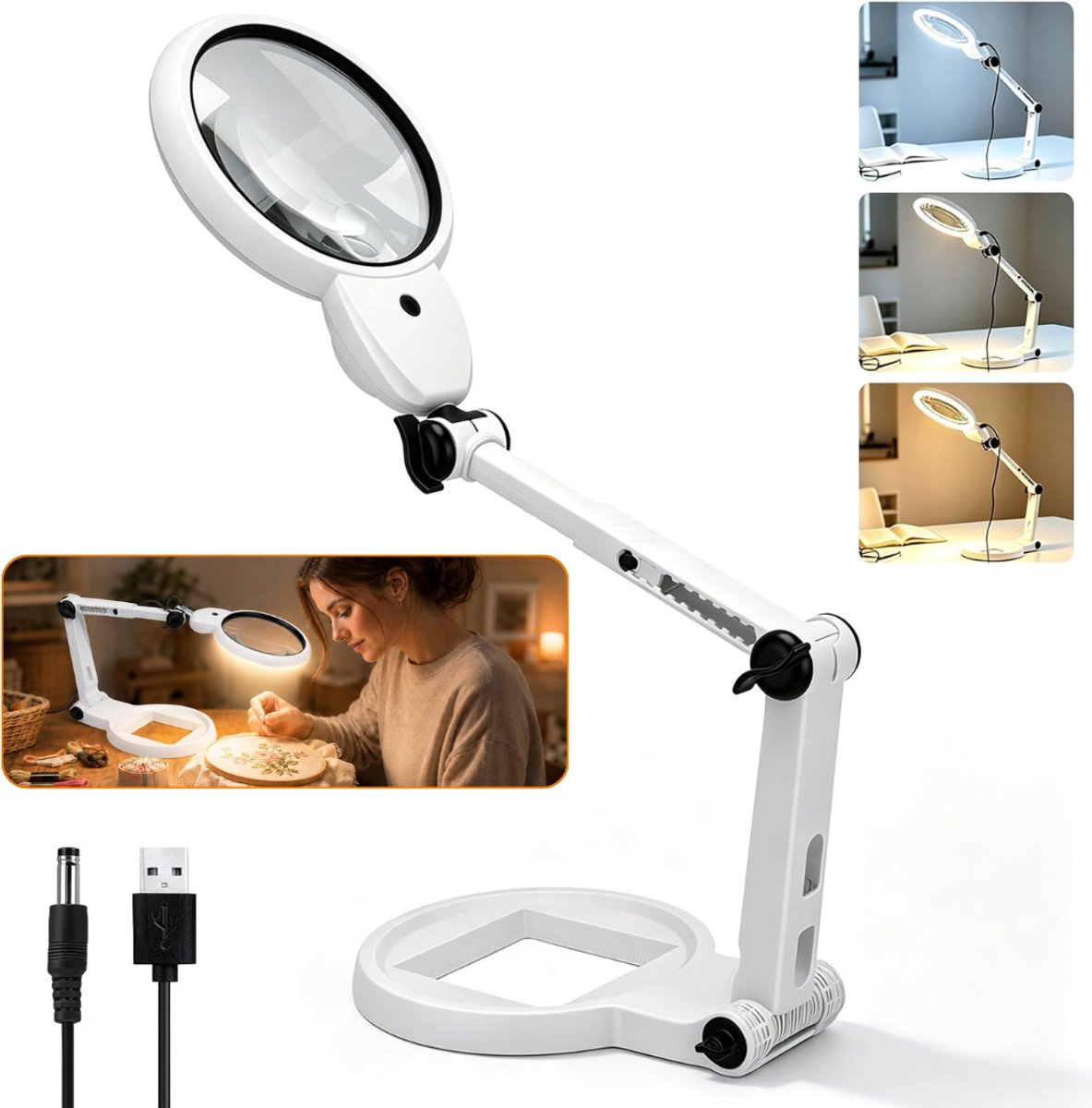 ApexArte® Vergrootglas met Verlichting - Vergrootglas op Standaard - Loep - Vergrootspiege