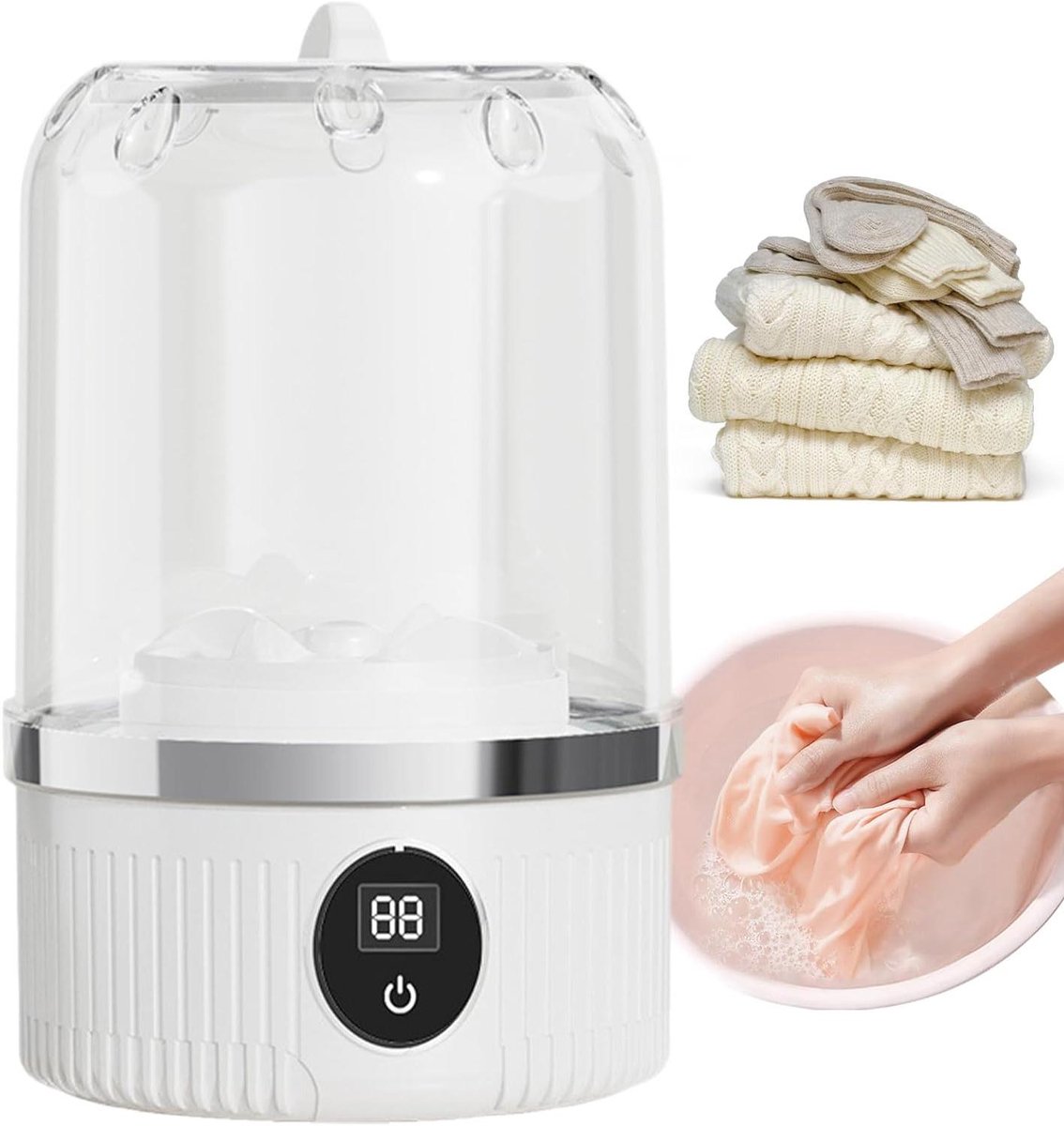 Draagbare Wasmachine Mini Wasmachine Ondergoed Reinigen Draadloos en Compact 21.5 x 13.5 x 21.5 cm
