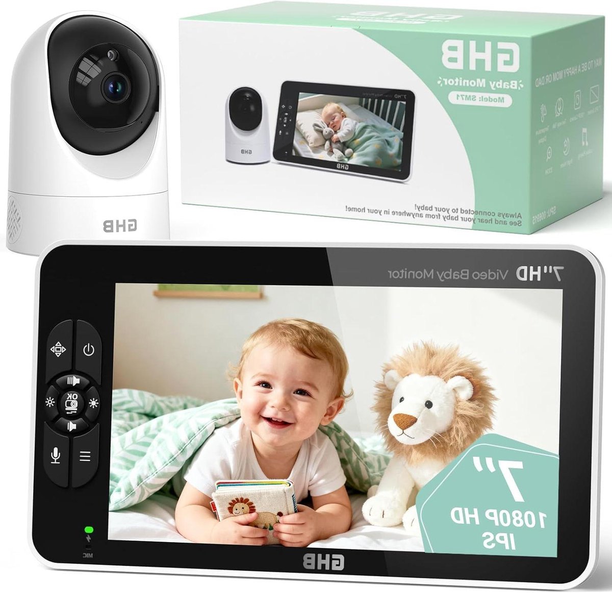 Babyfoon met Camera - Babybewaking Videobabyfoon - Baby in de gaten houden - 168 uur batterijduur - 7 inch scherm