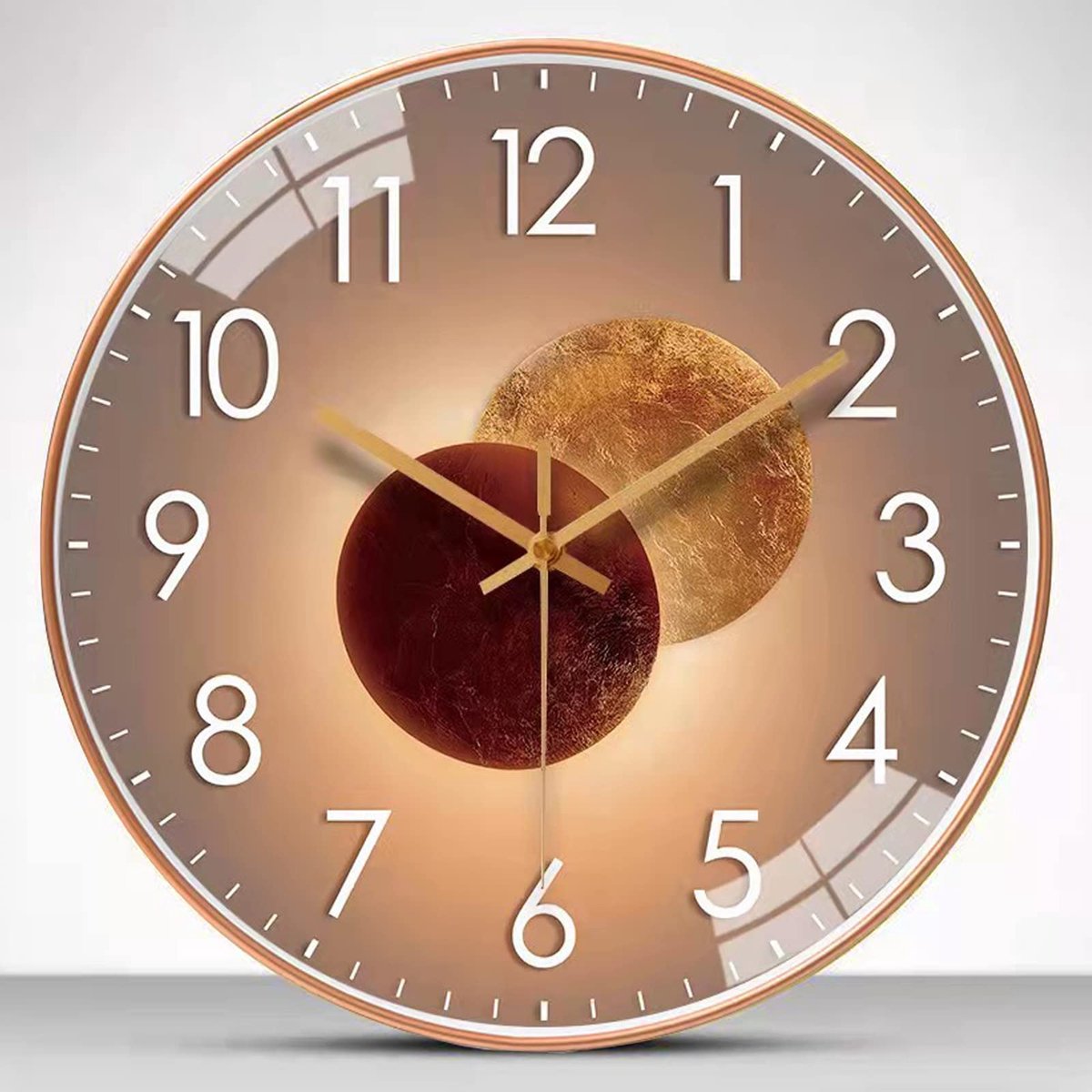 SnelShoppen - Moderne Geluidloze Wandklok 25 cm - Kwartsuurwerk - Goudkleurig - Keukenklok voor Woonkamer, Kantoor, Slaapkamer, en Meer - Elegant Desi