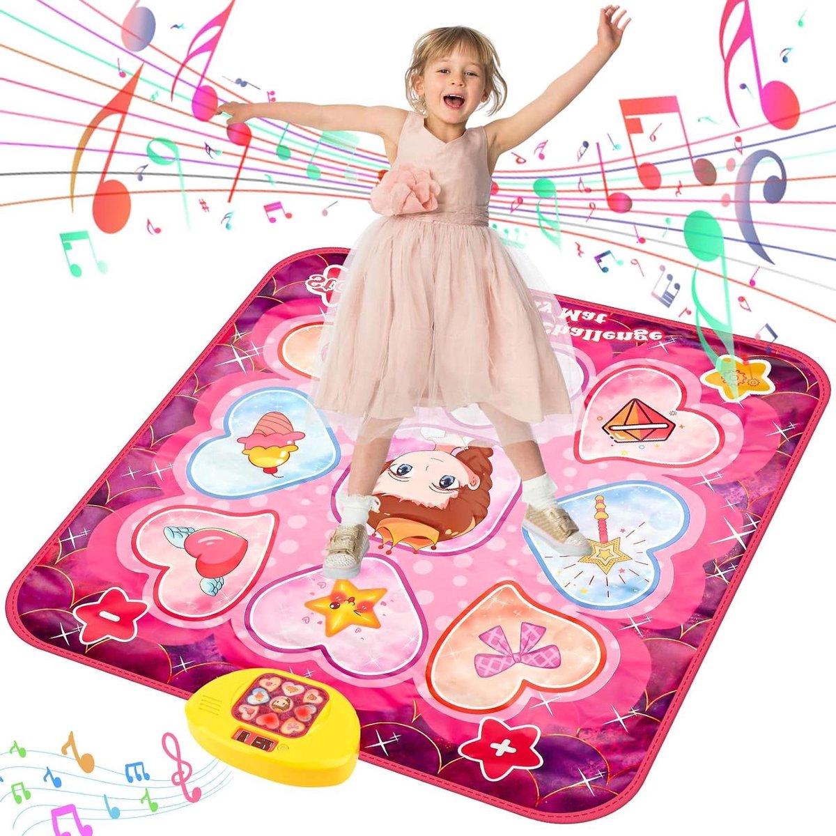 Dansmat voor kinderen - Muziekmat Dansspel - Actief Spelen - 9 Niveaus 3 Modi - 82 x 82 cm - Meerkleurig