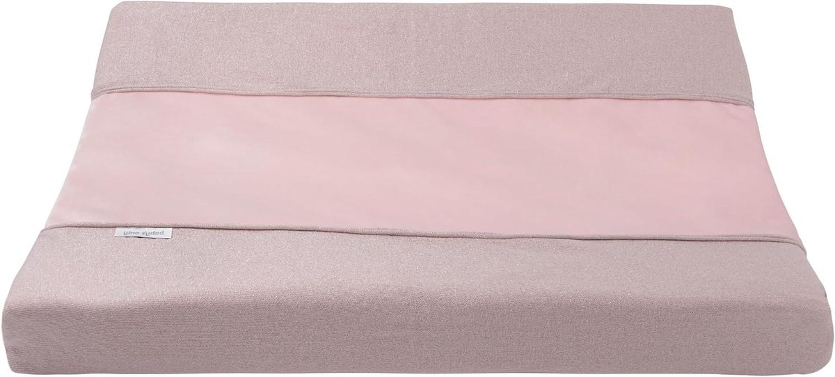 Baby Aankleedkussenhoes - Hoes Matje - Baby Verzorgen - Fijn Glitter Breisel - 45x70 cm - Zilver-Roze Melange