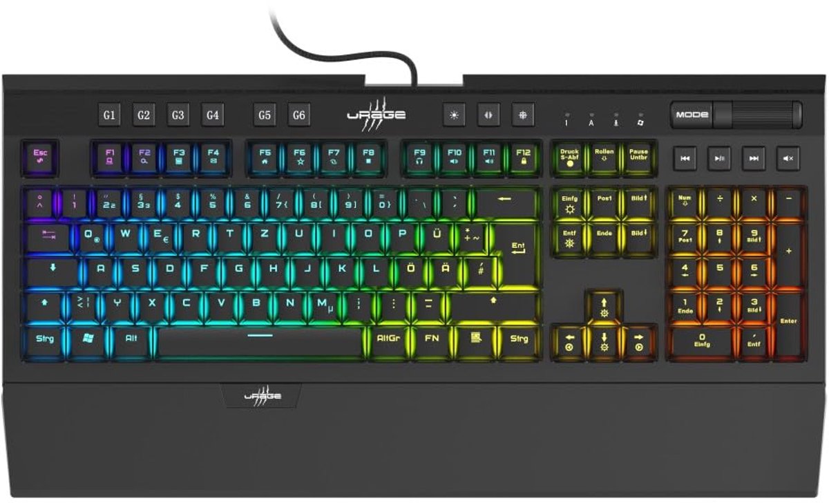 SnelShoppen - Gaming Toetsenbord Mechanical QWERTZ - Tactiele Klikschakelaars Blauw - RGB Verlichting - Anti-Ghosting - Polssteun - Zwart - Ideaal voo