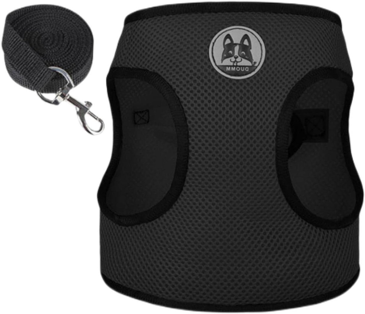 Honden Tuigje - Hondenriem Borstband - Veilig Wandelen - Reflecterend en Ademend - Borst 28-32cm - Zwart