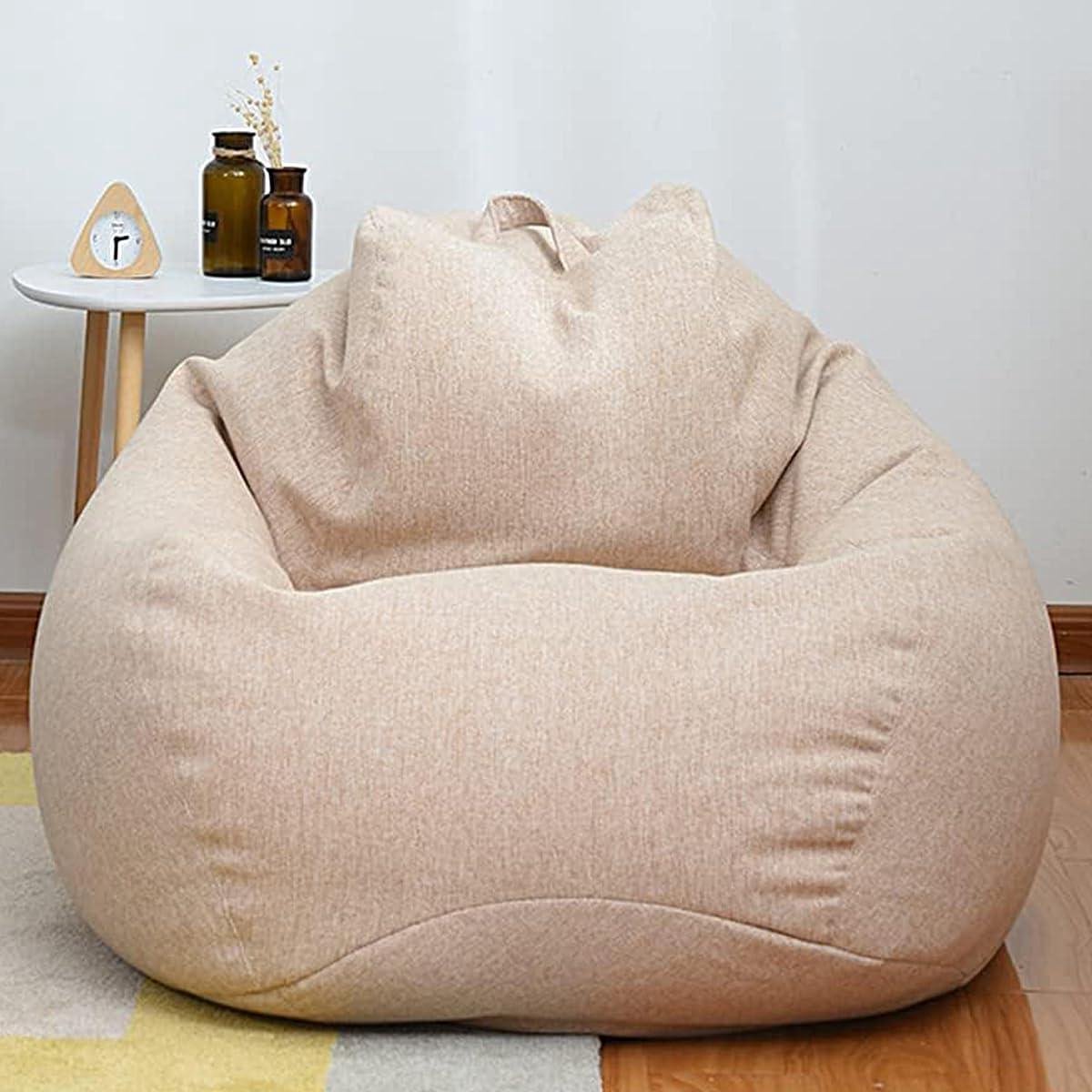 Zitzakhoes Kinderen - Zitzak Stoel - Ontspannen en Spelen - Zonder Vulling - 90 x 110 cm - Licht Khaki