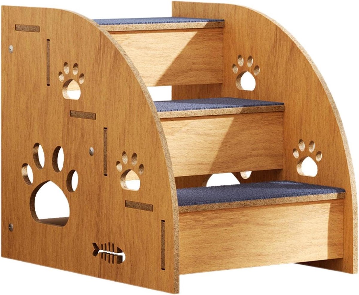 Huisdier Trappetje - Hondenladder Kattenladder - Hulp bij Mobiliteit - Antislip Vloerbedekking - 3 Lagen - Multicolor