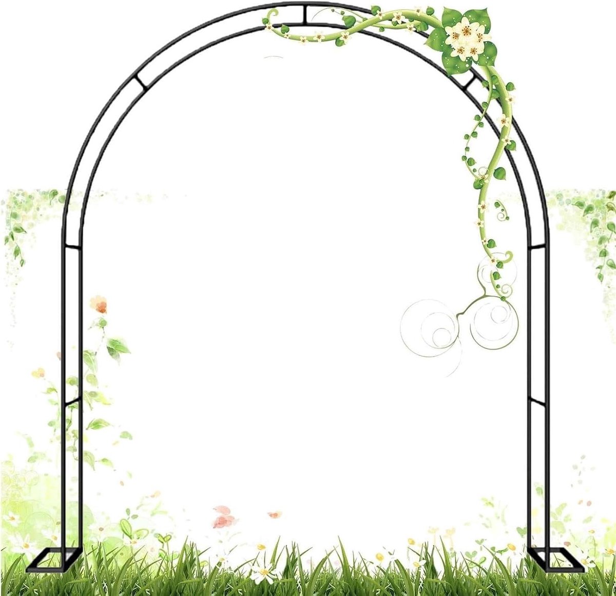 Klimboog Hekwerk - Rozenboog Tuin - Planten Ondersteunen - Roestbestendig IJzer - B 120 x H 220 cm - Wit