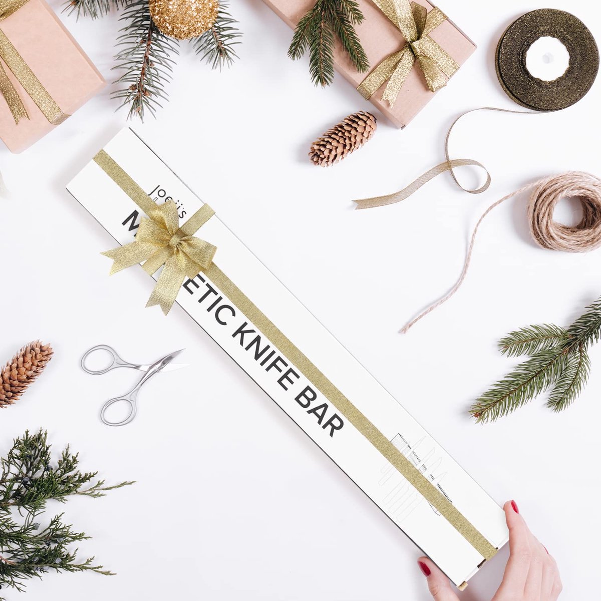 SnelShoppen - Bamboe Magnetisch Messenrek 40 cm voor Keuken | Magnetische Meshouder van Hout | Messenstrip voor Messen en Benodigdheden aan de Muur