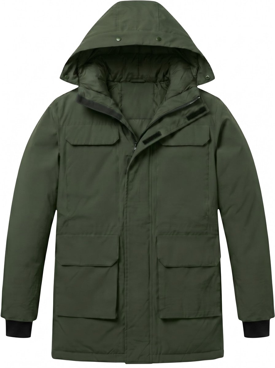 Lange jas Heren - Heren Winterjassen - LF7169 - Groen - Maat M