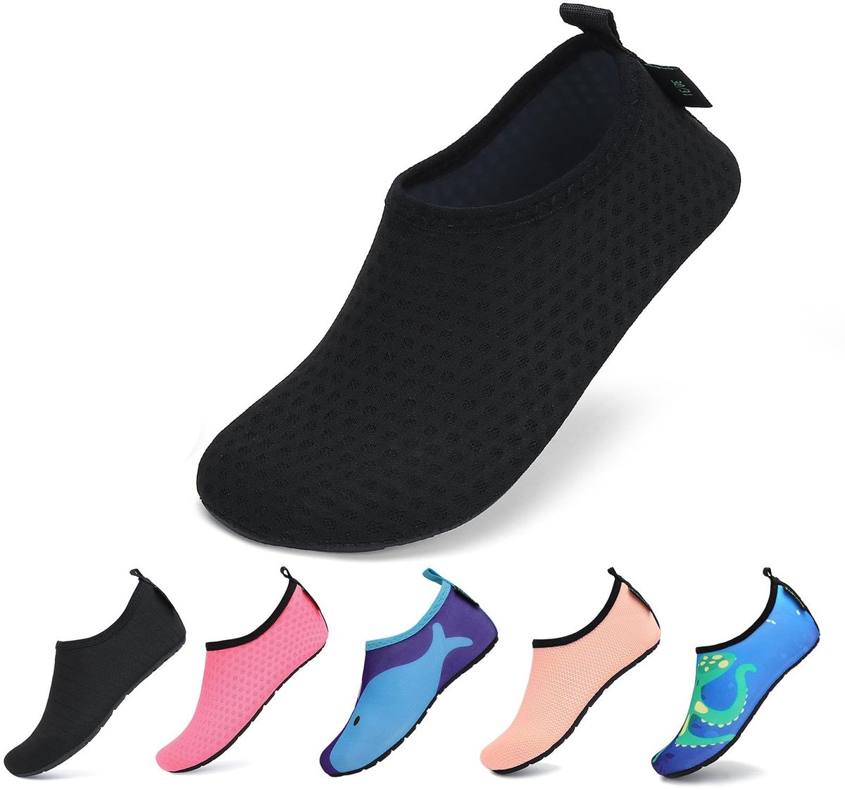 SnelShoppen - Kinderbadslippers Sneldrogende Amfibische Waterschoenen Antislip Zwemschoenen Sportieve Strandschoenen Olie Zwart 34/35 EU