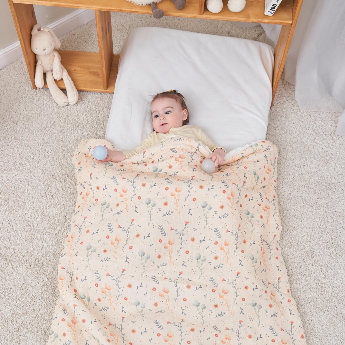 SnelShoppen - Baby Blanket 100x135 Cm - Zachte Minky Katoen en Mousseline Deken - Oeko Tex Ledikant Deken met Polyester Vulling - Baby Swaddle en Bed