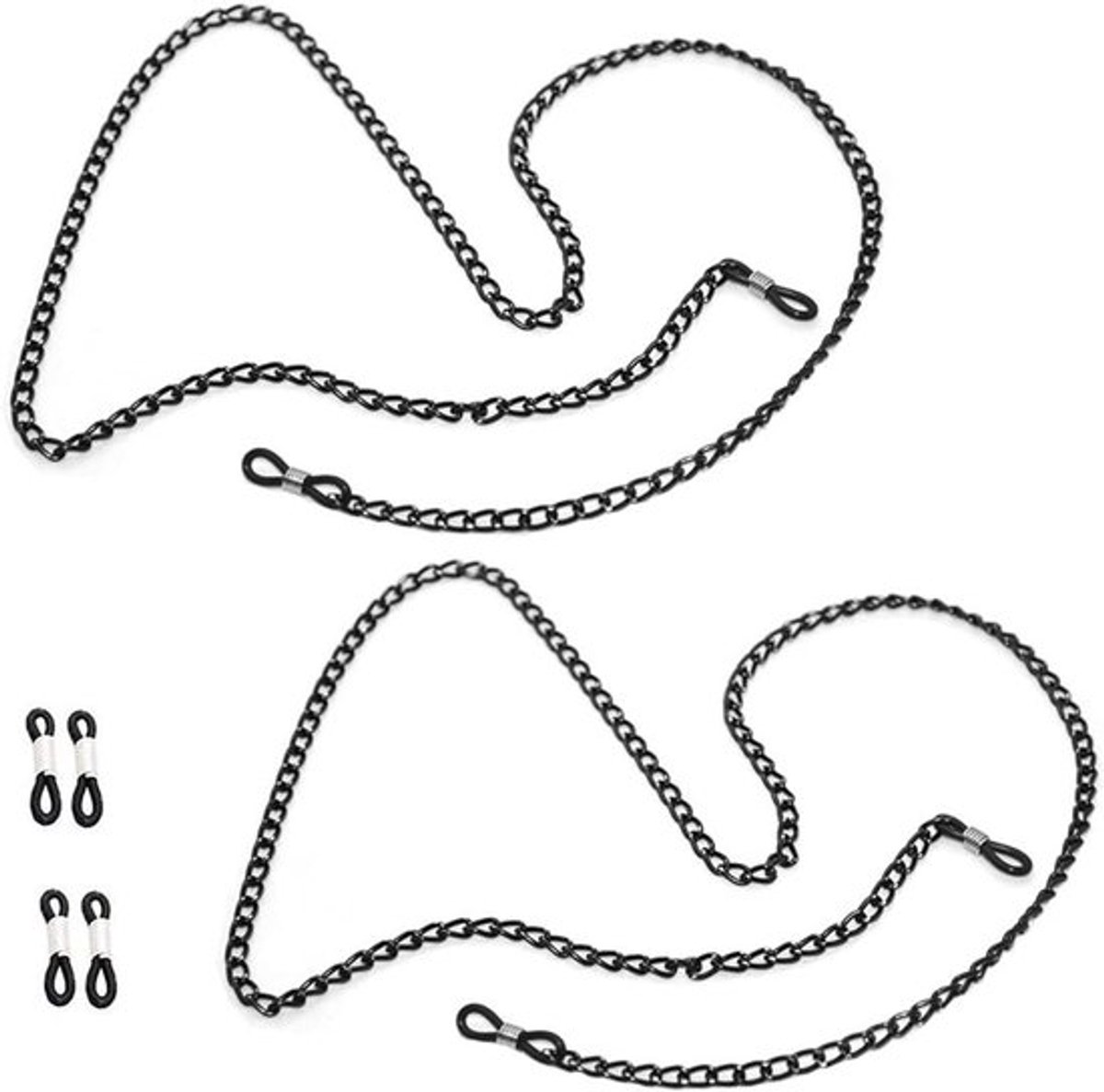 Zonnebril koord metaal zwart - Lenzenvloeistof ketting - Leesbril koord - Eyewear Retainer - Mode-accessoires