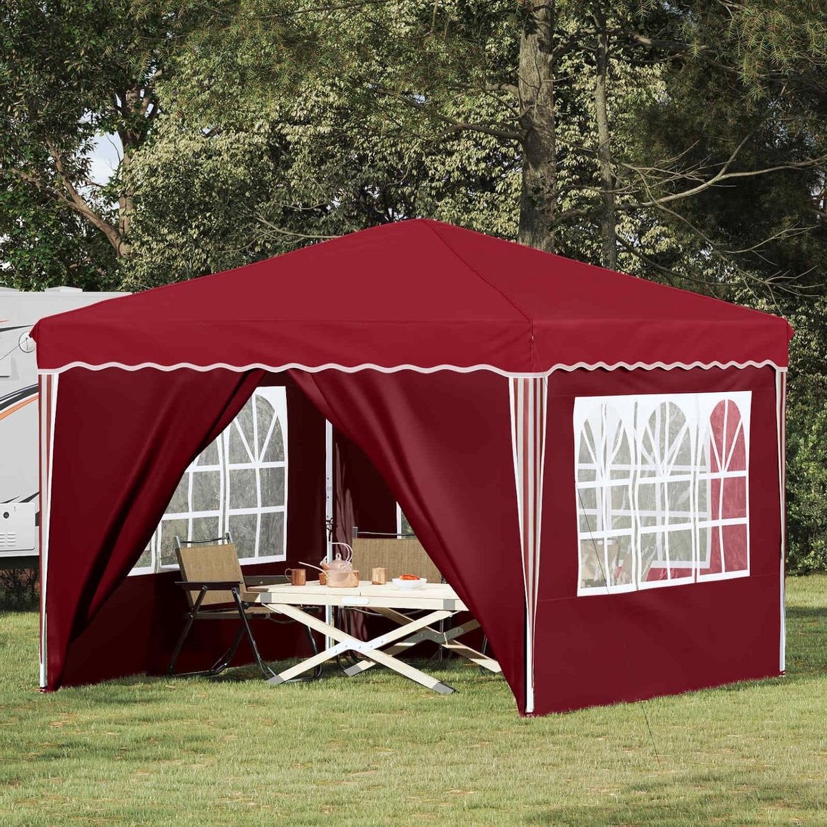 Pop-up Partytent - Feesttent Paviljoen - Buitenfeesten Organiseren - Waterdicht Oxford Weefsel - 288 x 288 x 245 cm - Bordeauxrood