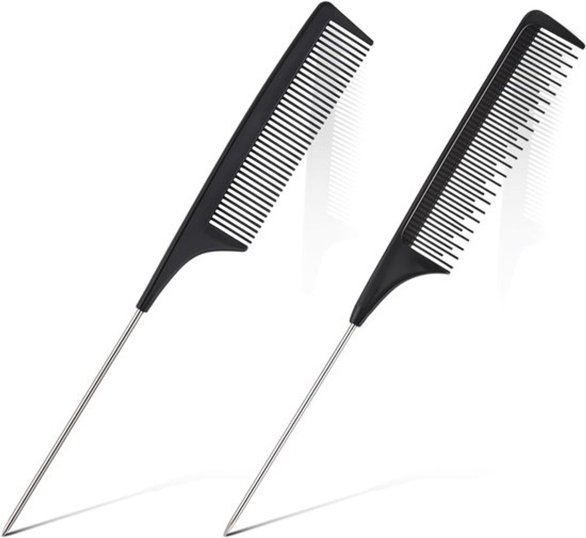 Koolstofvezelkam met lange metalen steel voor mannen en vrouwen - Set van 2