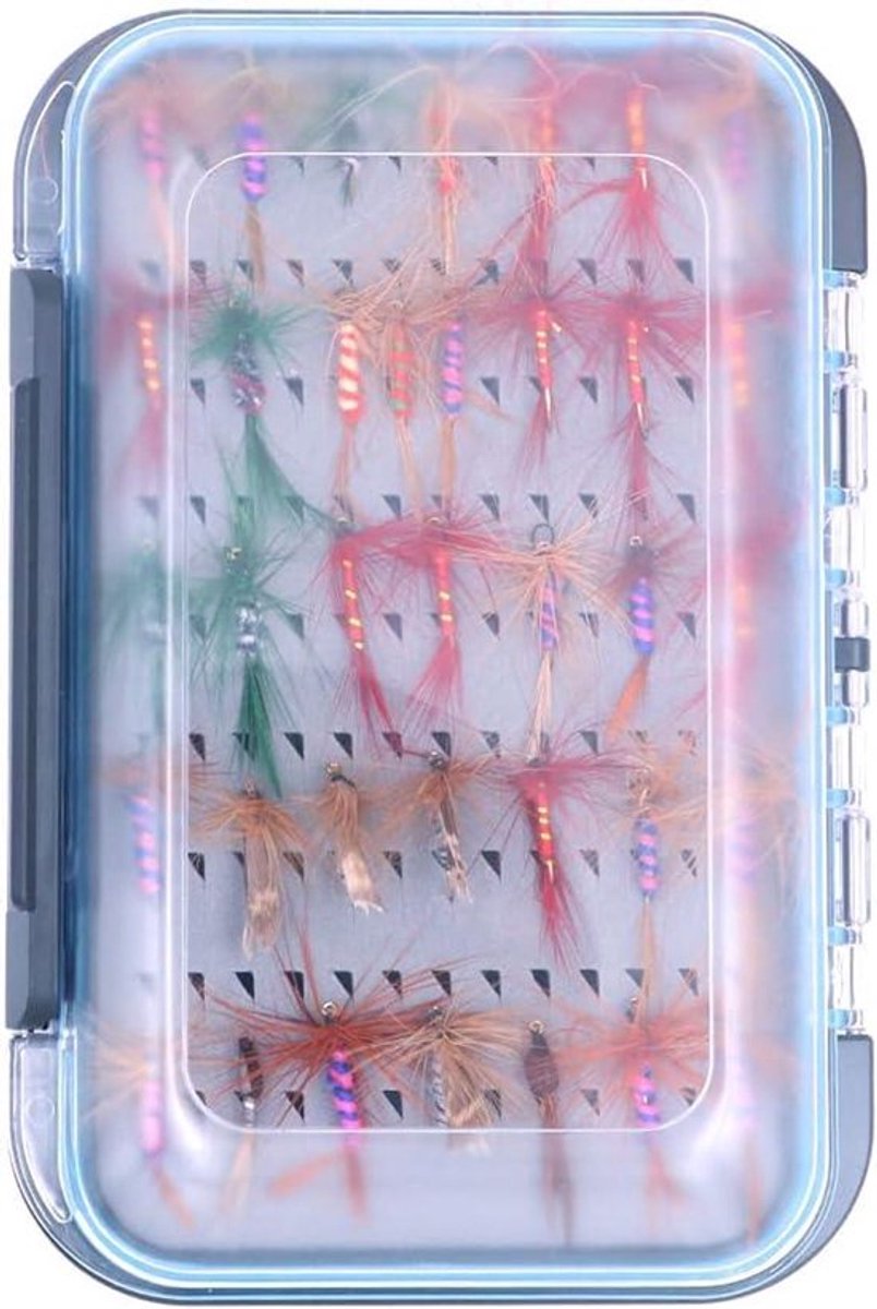 Vliegvissen Vliegen Kit - Forel Vissen - Dubbelzijdige - Waterdichte Pocket Fly Box - 64Pcs - Diverse - Geschikt voor - Kleur of model.