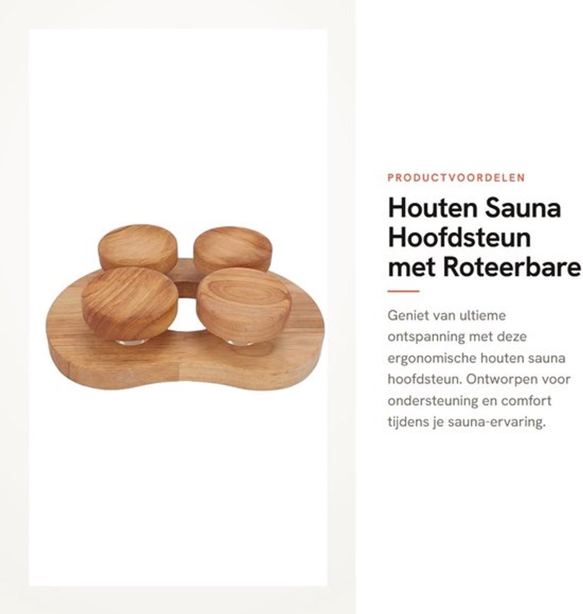 Sauna Hoofdsteun Ergonomisch - Houten Hoofdsteun - Roteerbare Schijf - Rugondersteuning - Comfortabel Ontwerp - Stabiele Basis - Nekkussen