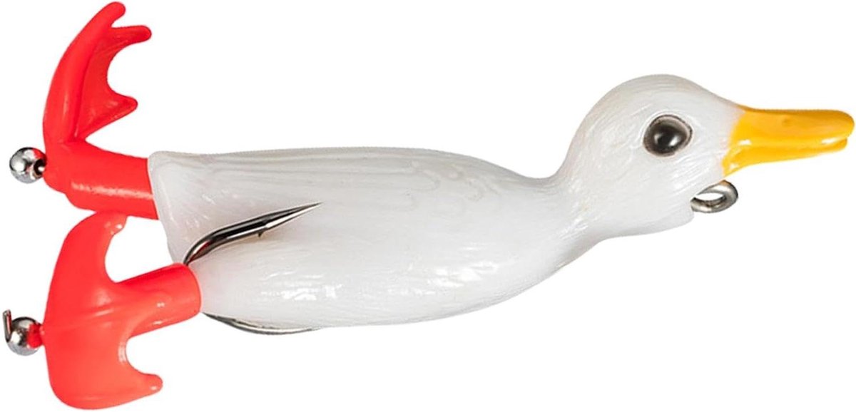 Eend Lokker - Kunstaas Zacht Plastic - Vissen Vangen - Spattende Flippers - 9 cm - Wit
