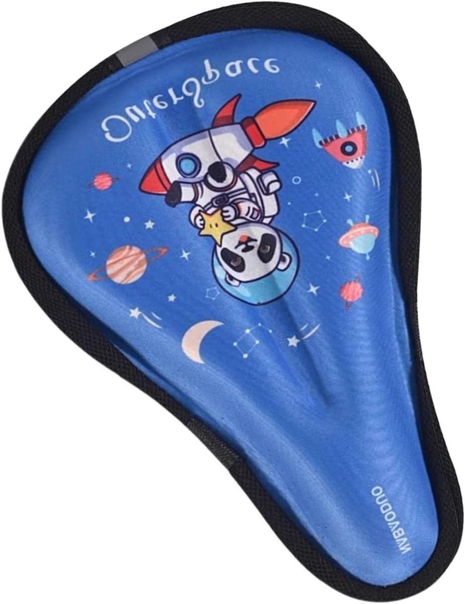 Fietszadelkussen Kinderen - Zadelhoes Fiets - Comfortabel Fietsen - Cartoonprint Ademend - 15 x 22 cm - Blauw