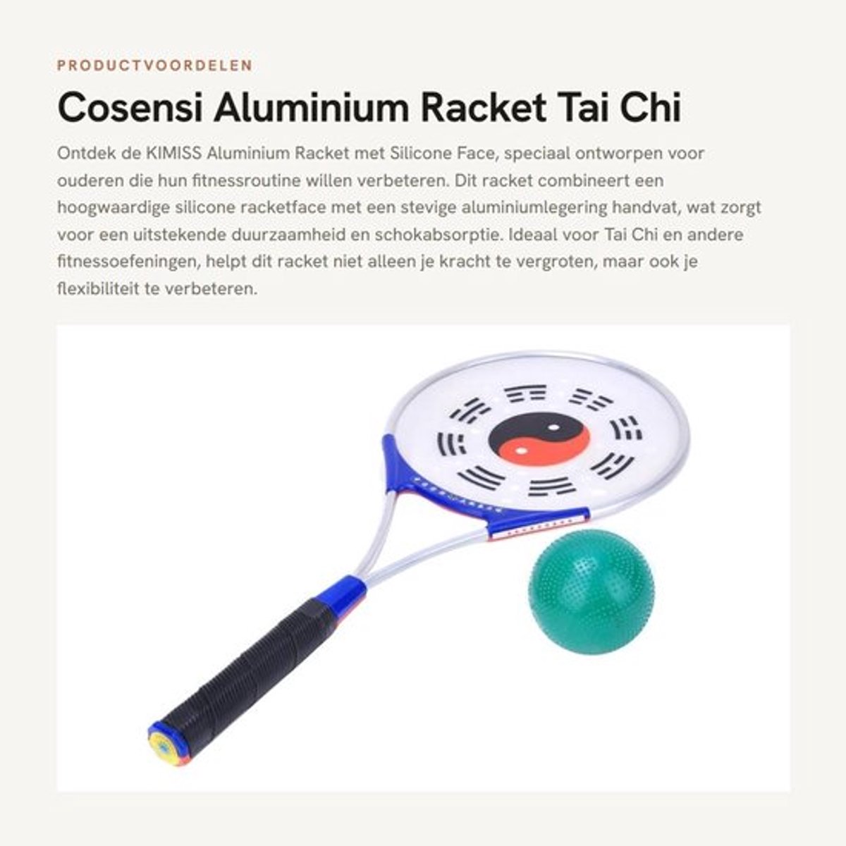 Taiji Racket - Aluminium Handvat - Silicone Bal - Duurzaam - Lichtgewicht - Verbeter Sterkte/Flexibiliteit - Fitness Racket