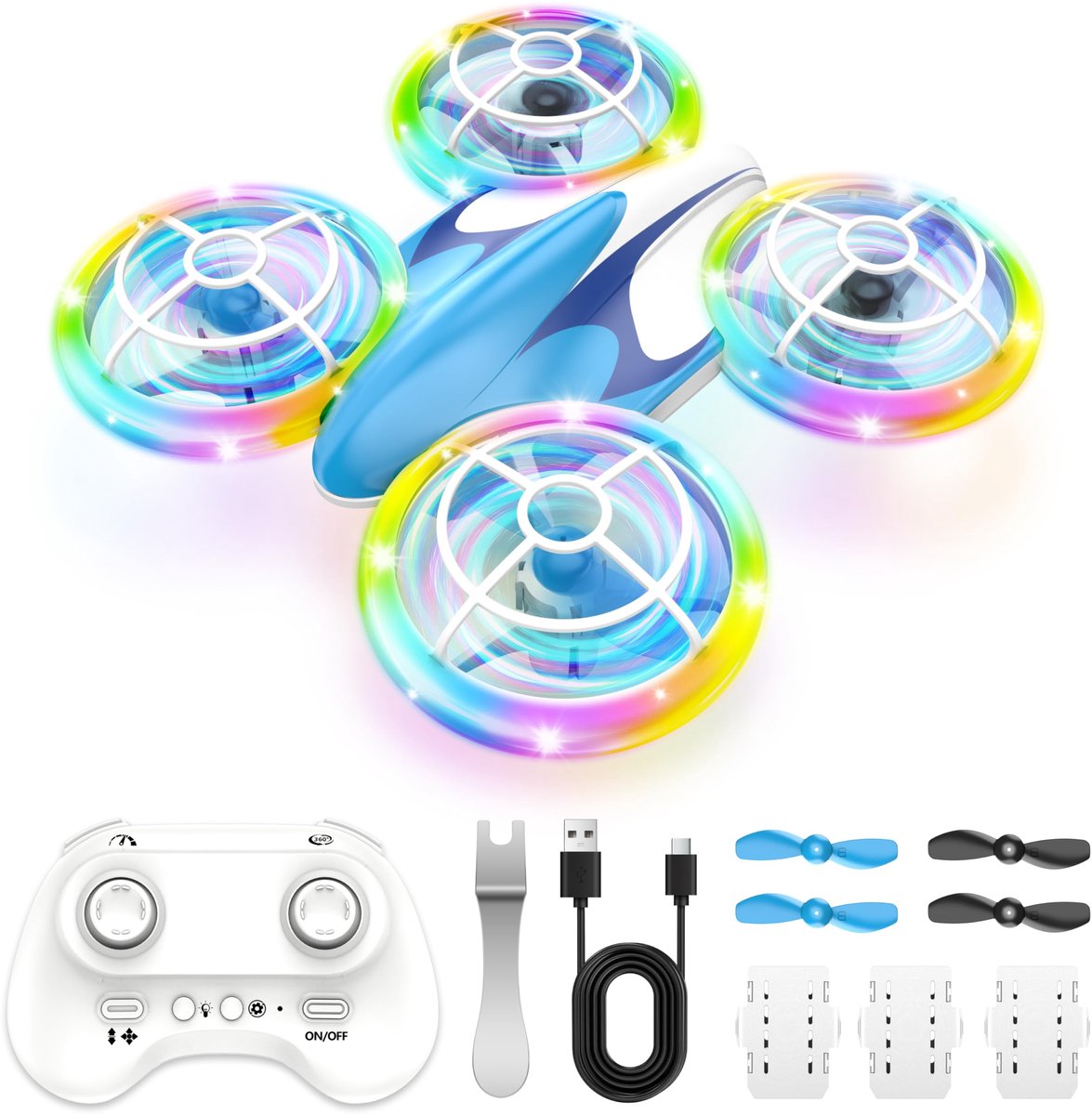 SnelShoppen - Charmofun Mini-drone voor kinderen speelgoed, LED-verlichting, eenvoudig te besturen, indoor en outdoor, perfect voor feest en avonturen