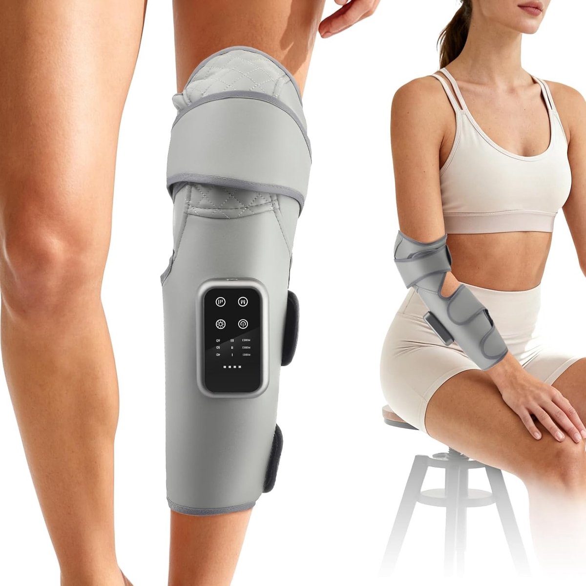 SnelShoppen - Beenmassager Kuitmassageapparaat voor Pijn en Bloedsomloop, 3 Modi, 3 Intensiteiten, 20 Minuten Timer, Verlicht Vermoeidheid voor Benen,