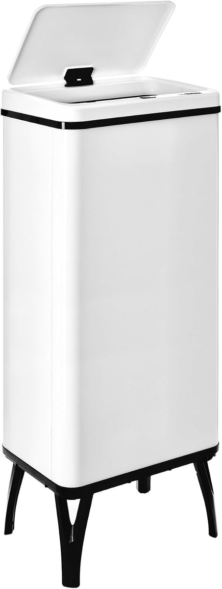 SnelShoppen - Slimme Afvalbak met Automatische Opening en Handcontact, 60 L, 35,5 x 26 x 95,5 cm, Wit, Voor Keuken, Tuin en Feesten