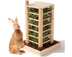 Houten Hooi Rack voor Cavia's, Chinchilla's, Konijnen en Hamsters - 36 x 24 x 24 cm, Duurzaam en Ruimtelijk Ontwerp