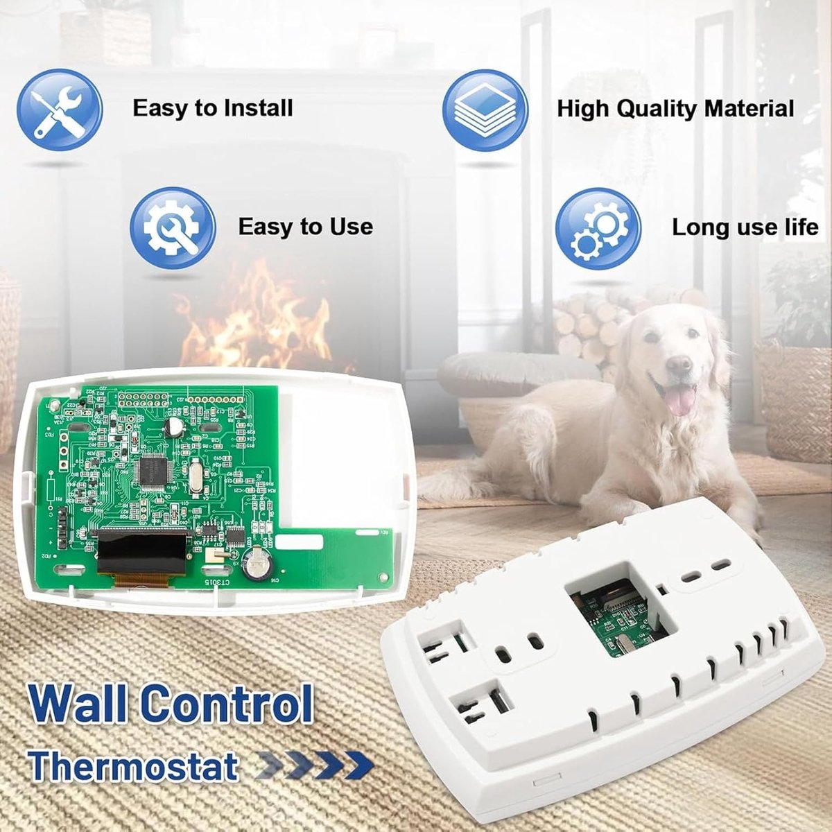 Wandthermostaat Pelletkachel - Kachel Bediening - Verwarming Regelen - Multifunctionele Controle - 1 Eenheid - Zwart