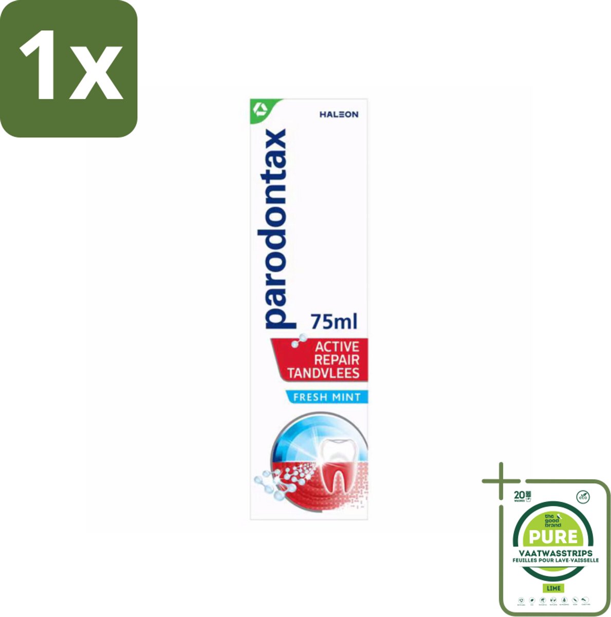 1 x Parodontax – Tandpasta – Active Repair Fresh Mint – 75 ml - Tandvlees Herstellen - Tandplak Verwijderen - Bloedend Tandvlees - Gezwollen Tandvlees - Ontstoken Tandvlees