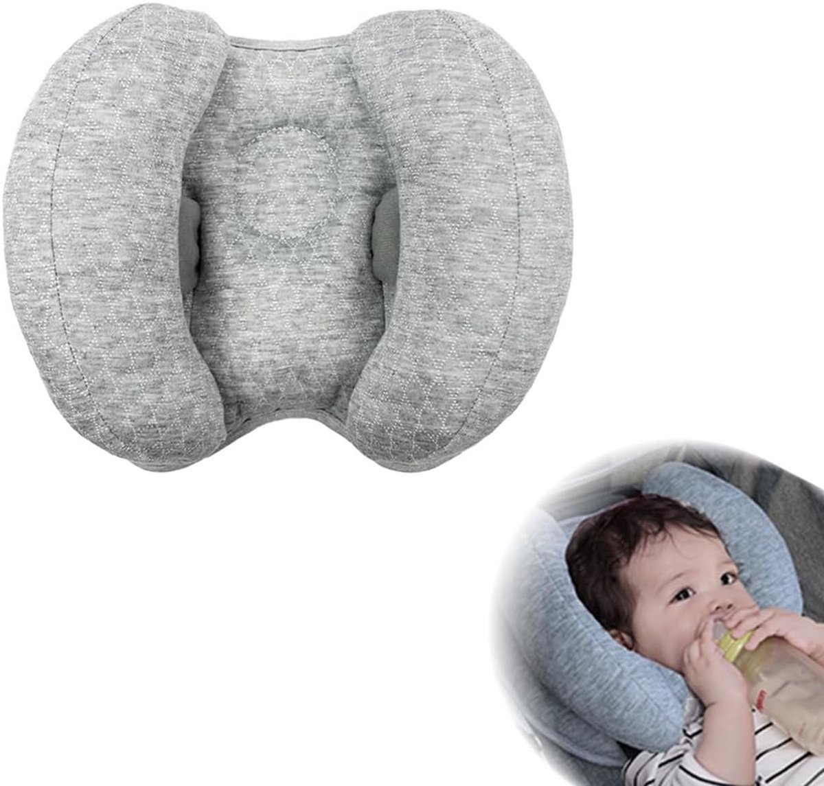 Baby Neksteunkussen - Baby Hoofdsteun - Comfortabel Reizen - 2-in-1 Ontwerp - 9-12 cm breedte verstelbaar - Wit