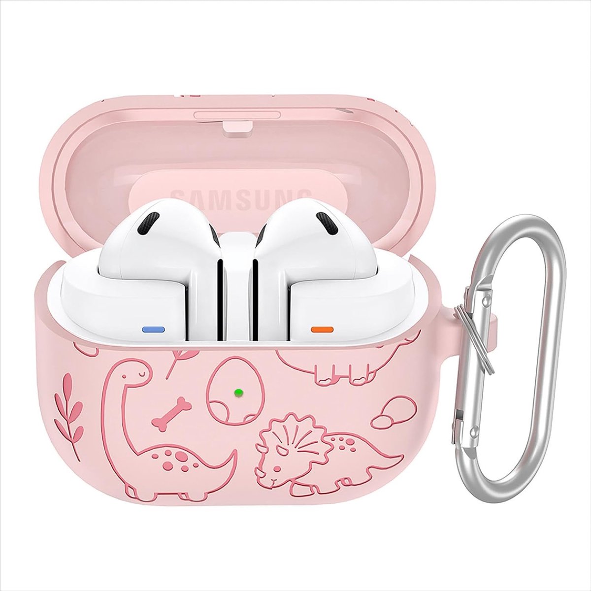 SnelShoppen - Schattige Cartoon Siliconen TPU Beschermcase voor Samsung Galaxy Buds 3/3 Pro - Inclusief Sleutelhanger - Zacht en Beschermend - Roze vo